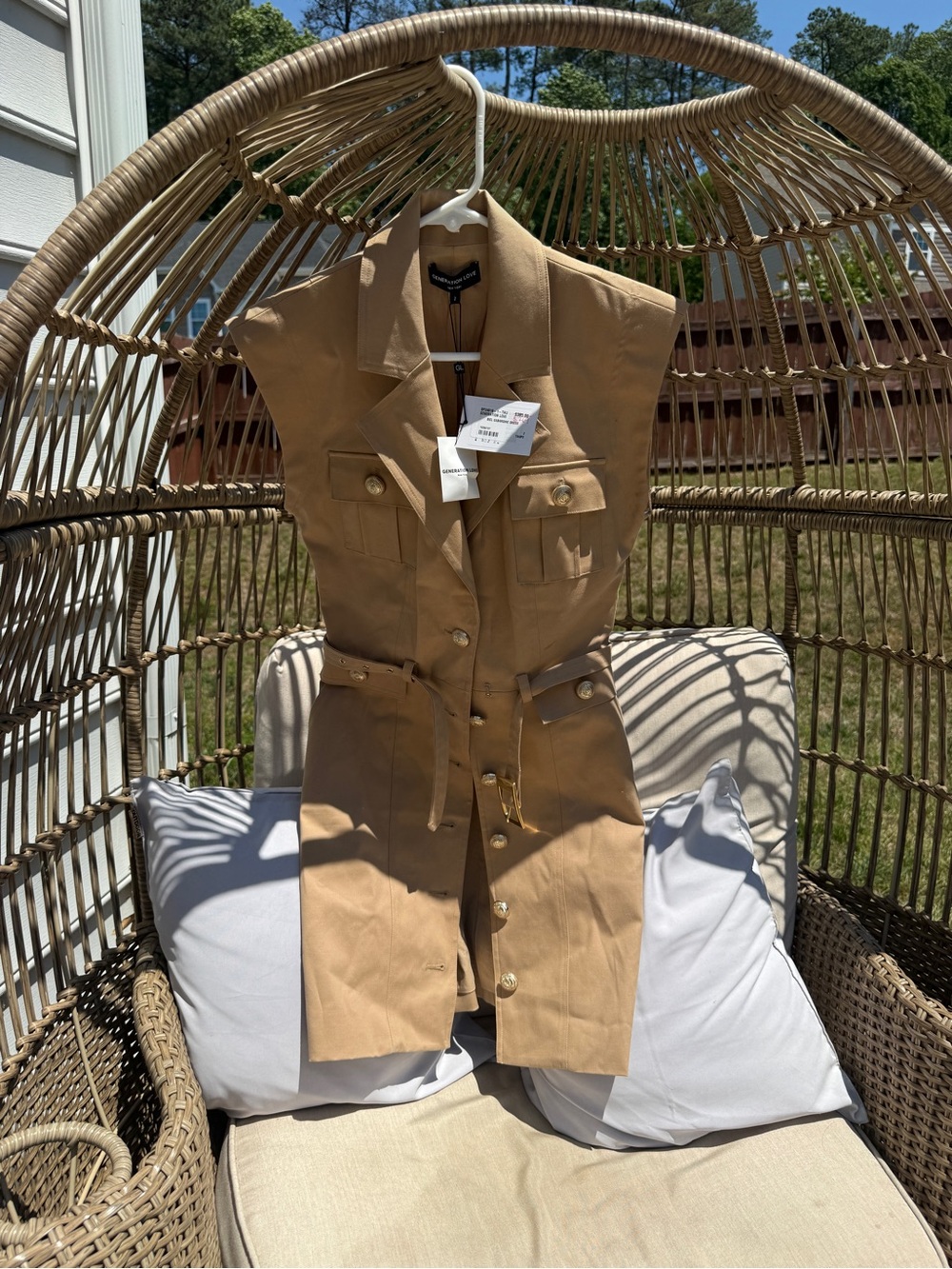 Generation Love Tan Utility Mini Dress